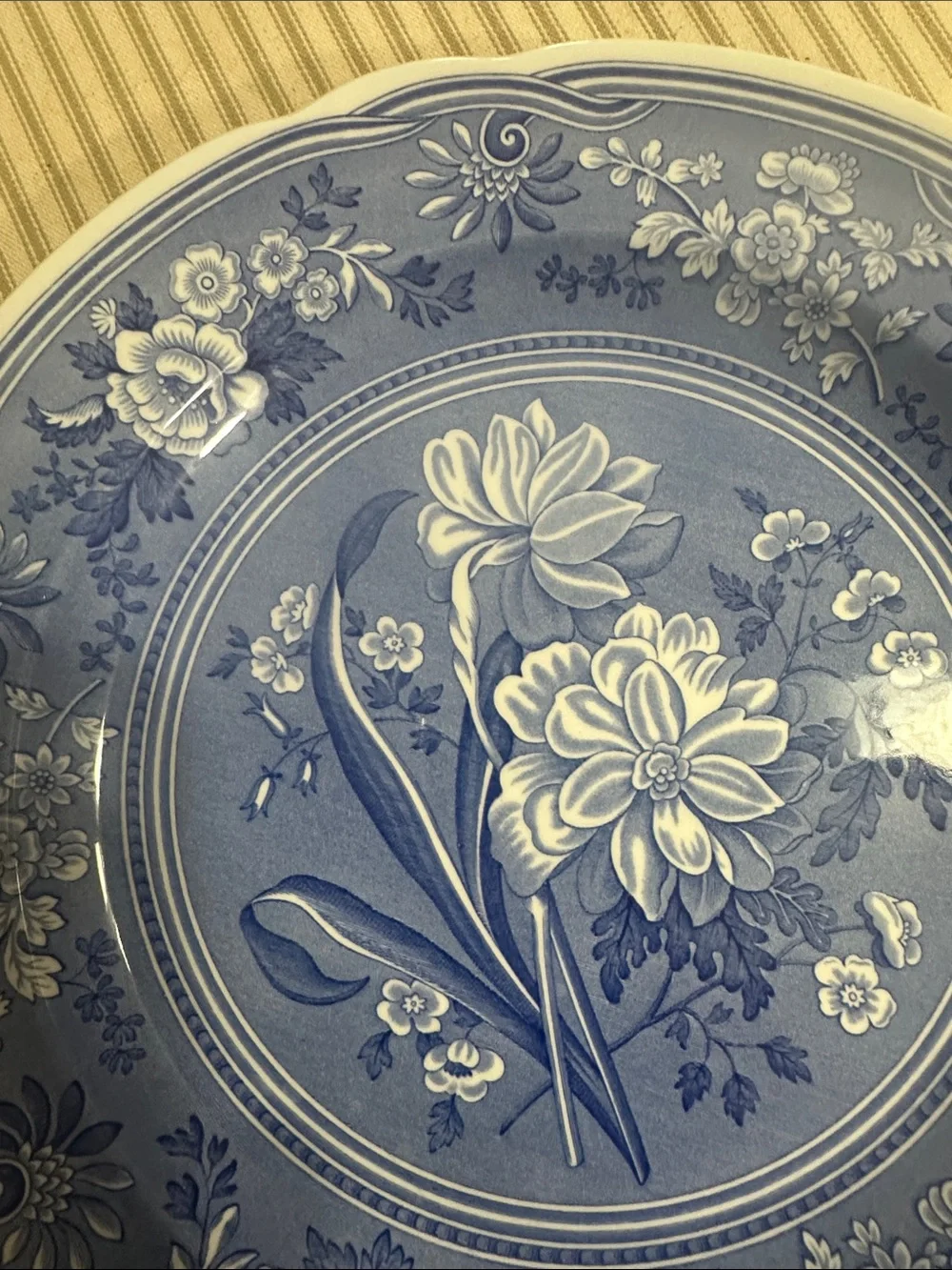 Spode Blue Floral Transferware Dinner Plate